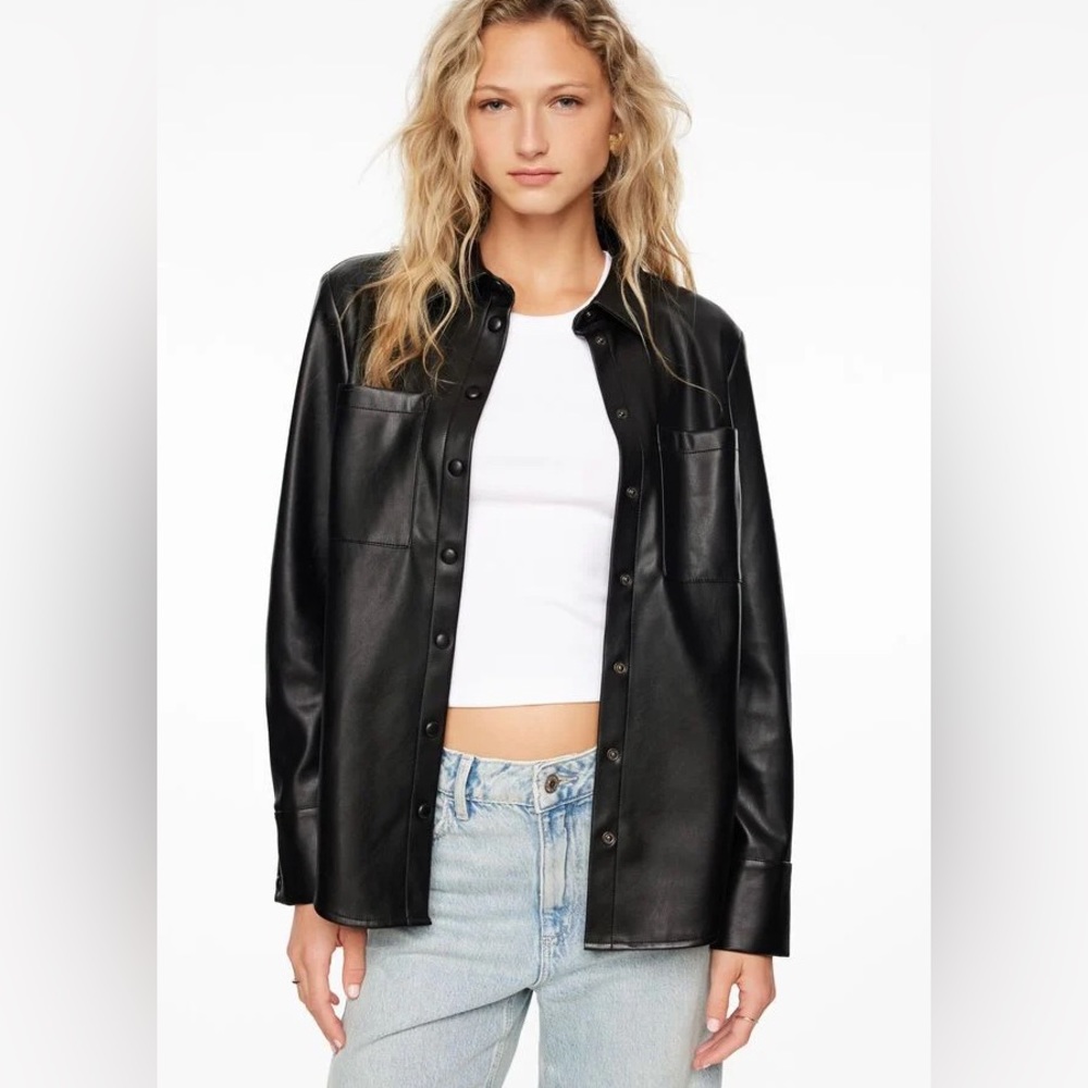 Calvin Klein Faux Leather Oversized Shirt